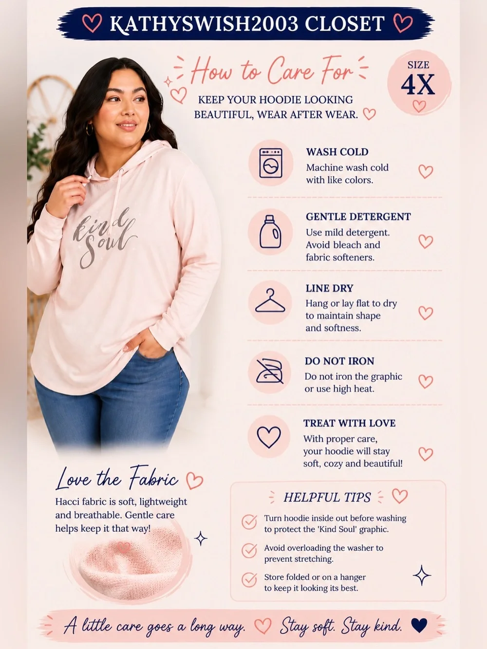 TORRID KIND SOUL LIGHT PINK HACCI HOODIE